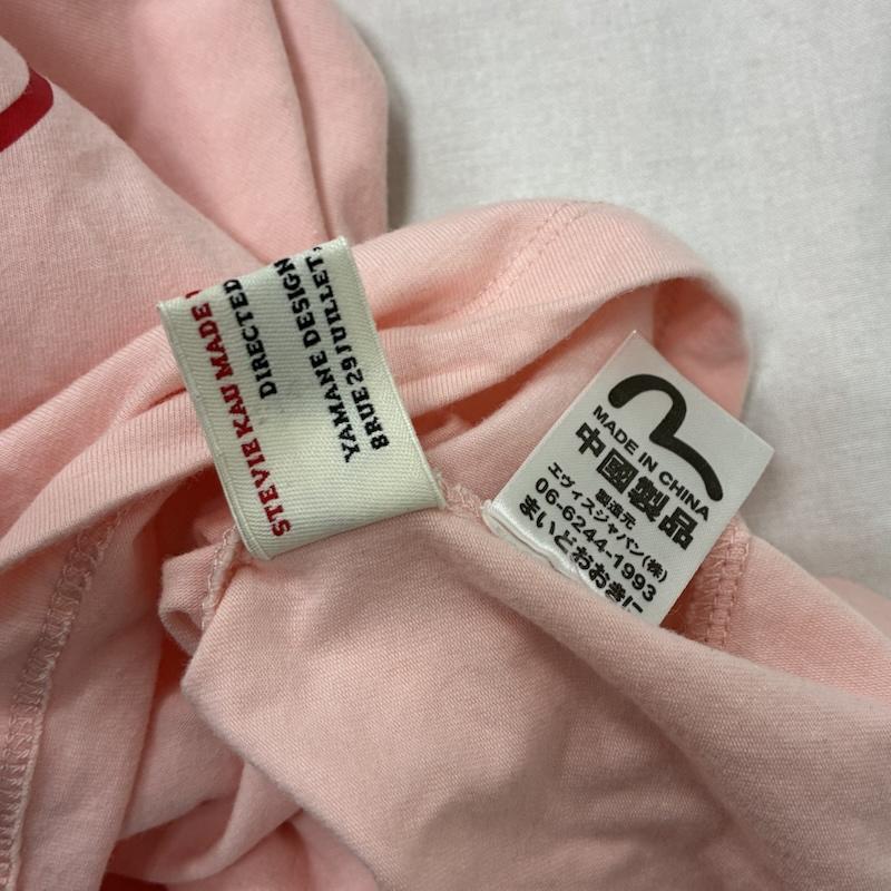 ヤマネ YAMANE Tシャツ 半袖 YAMANE ヤマネ ストレッチ チビT カットソー 半袖 Tシャツ 32 - ロゴ、文字 X プリント 桃 / ピンク / pink X 赤 / レッド / red レディース USED 古着 中古 50135921