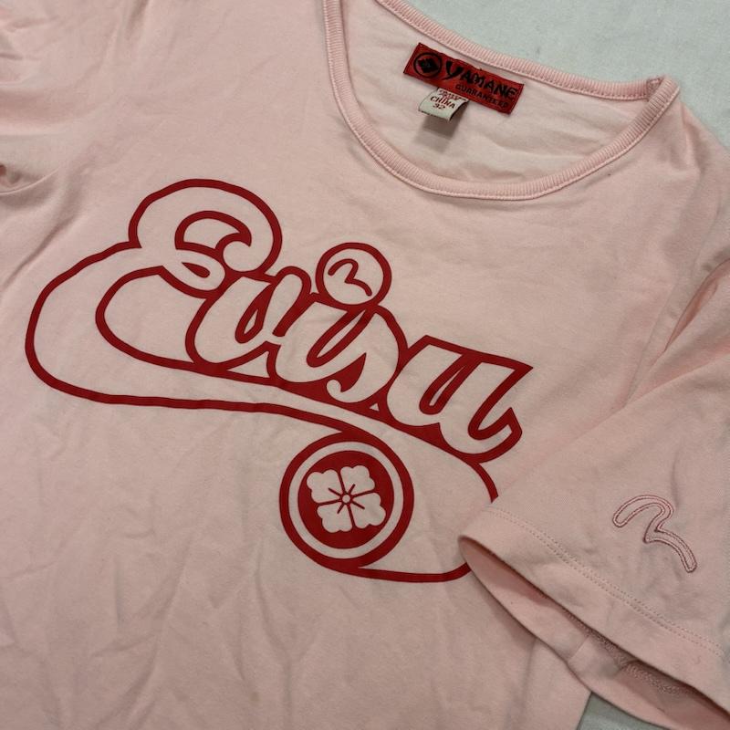 ヤマネ YAMANE Tシャツ 半袖 YAMANE ヤマネ ストレッチ チビT カットソー 半袖 Tシャツ 32 - ロゴ、文字 X プリント 桃 / ピンク / pink X 赤 / レッド / red レディース USED 古着 中古 50135921