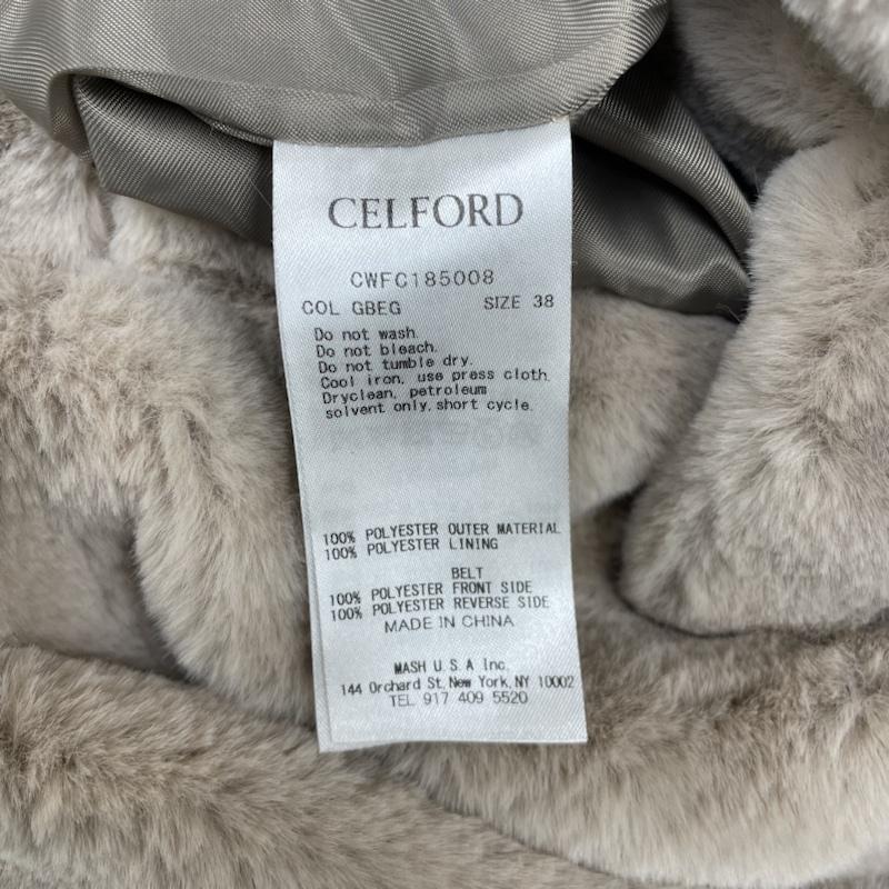 セルフォード CELFORD コート コート一般 ロング コート フェイク ファー 防寒 スナップボタン ノーカラー CWFC185008 38 無地 ベージュ / ベージュ / beige X 桃 / ピンク / pink レディース USED 古着 中古 50135931