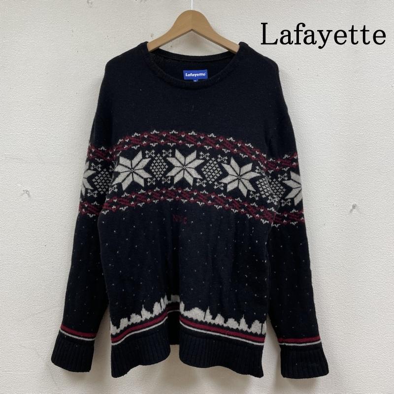 ラファイエット Lafayette ニット、セーター 長袖 ニット ウール クルーネック セーター 長袖 CITY SCAPE SWEATER 厚手 ノルディック柄 XL ノルディック柄 黒 / ブラック / black メンズ USED 古着 中古 50135955