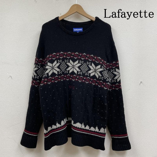 ラファイエット Lafayette ニット、セーター 長袖 ニット ウール クルーネック セーター 長袖 CITY SCAPE SWEATER 厚手 ノルディック柄 XL ノルディック柄 黒 / ブラック / black メンズ USED 古着 中古 50135955