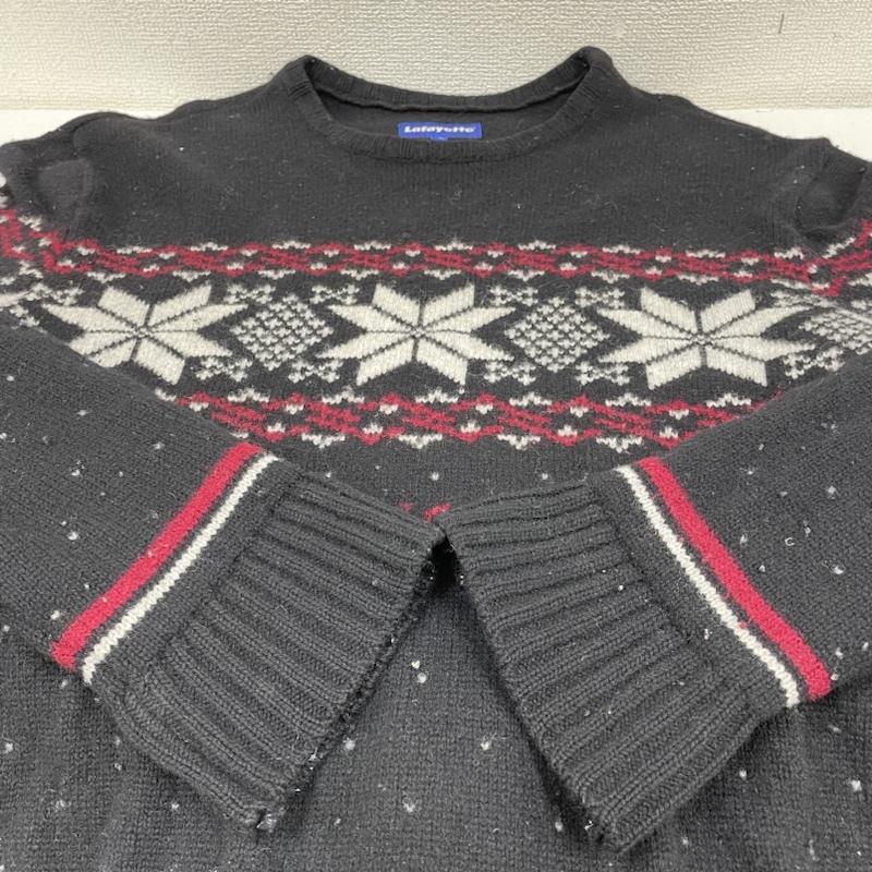 ラファイエット Lafayette ニット、セーター 長袖 ニット ウール クルーネック セーター 長袖 CITY SCAPE SWEATER 厚手 ノルディック柄 XL ノルディック柄 黒 / ブラック / black メンズ USED 古着 中古 50135955