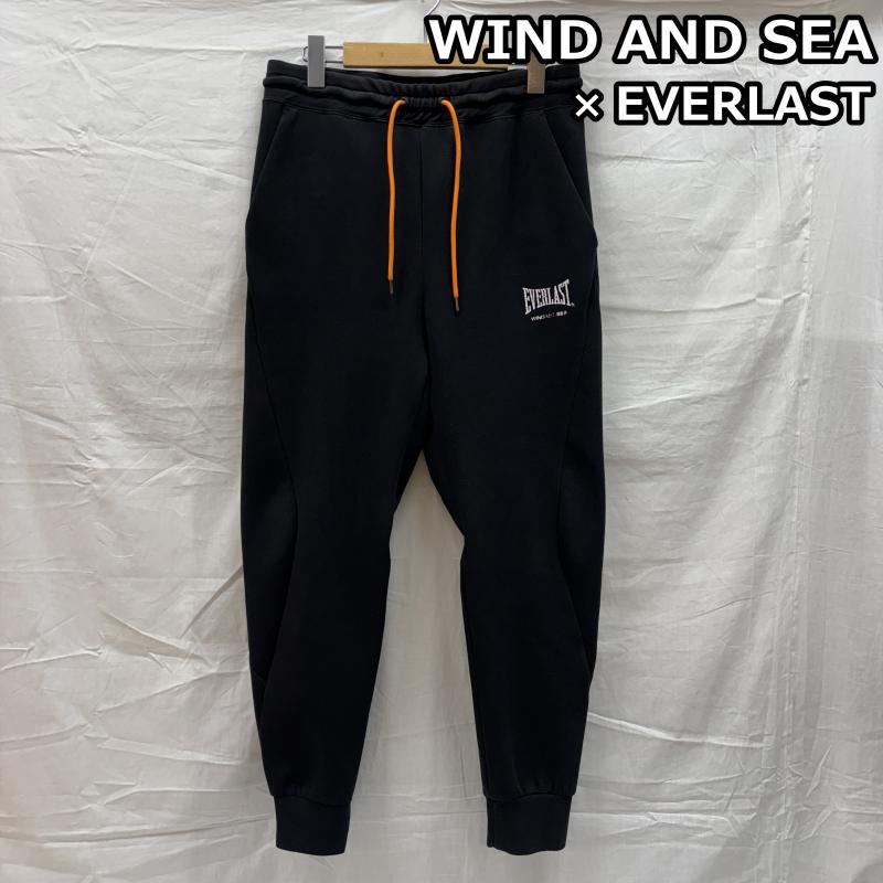 ウィンダンシー WIND AND SEA ボトムス ボトムス EVERLAST エバーラスト コラボ WDS-EVR-05 ロゴ ナイロン ジョガー パンツ 黒 ブラック M 黒 / ブラック / black メンズ USED 古着 中古 50135987