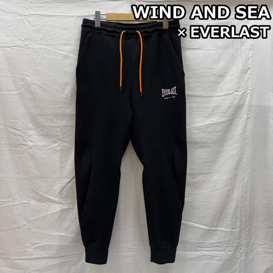 ウィンダンシー WIND AND SEA ボトムス ボトムス EVERLAST エバーラスト コラボ WDS-EVR-05 ロゴ ナイロン ジョガー パンツ 黒 ブラック M 黒 / ブラック / black メンズ USED 古着 中古 50135987