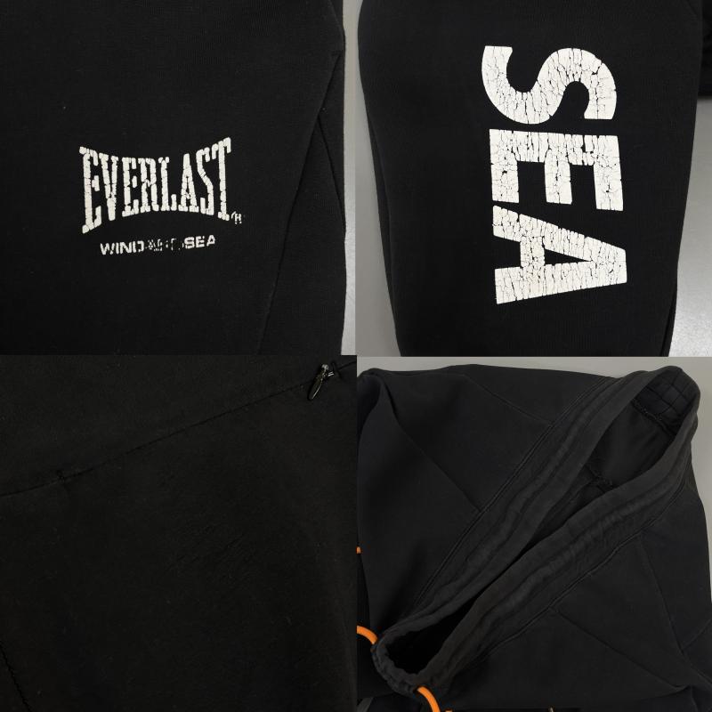 ウィンダンシー WIND AND SEA ボトムス ボトムス EVERLAST エバーラスト コラボ WDS-EVR-05 ロゴ ナイロン ジョガー パンツ 黒 ブラック M 黒 / ブラック / black メンズ USED 古着 中古 50135987
