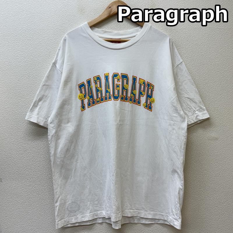 パラグラフ PARAGRAPH Tシャツ 半袖 SMILE LOGO スマイル アーチ ロゴ オーバーサイズ クルーネック 半袖 Tシャツ 白 ホワイト - 白 / ホワイト / white メンズ USED 古着 中古 50136003