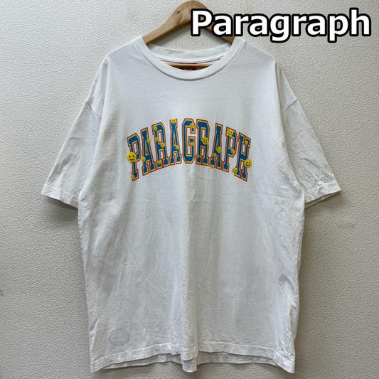 パラグラフ PARAGRAPH Tシャツ 半袖 SMILE LOGO スマイル アーチ ロゴ オーバーサイズ クルーネック 半袖 Tシャツ 白 ホワイト - 白 / ホワイト / white メンズ USED 古着 中古 50136003