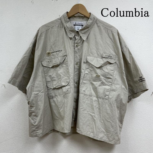 コロンビア Columbia シャツ、ブラウス 半袖 90s PFG フィッシング シャツ 半袖 ロゴ 刺繍 マルチポケット 大きめ オーバーサイズ XXL ロゴ、文字 X 刺繍 グレージュ / グレージュ / メンズ USED 古着 中古 50136008