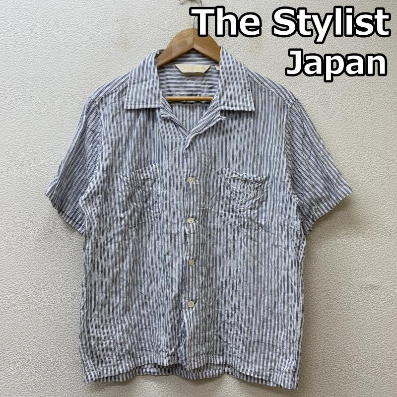 ザスタイリストジャパン The Stylist Japan シャツ、ブラウス 半袖 ロゴ 刺繍 ストライプ柄 オープンカラー ボックス 半袖 シャツ 白 水色 ホワイト ライトブルー M 白 / ホワイト / white X 水色 / ライトブルー / メンズ USED 古着 中古 50136015
