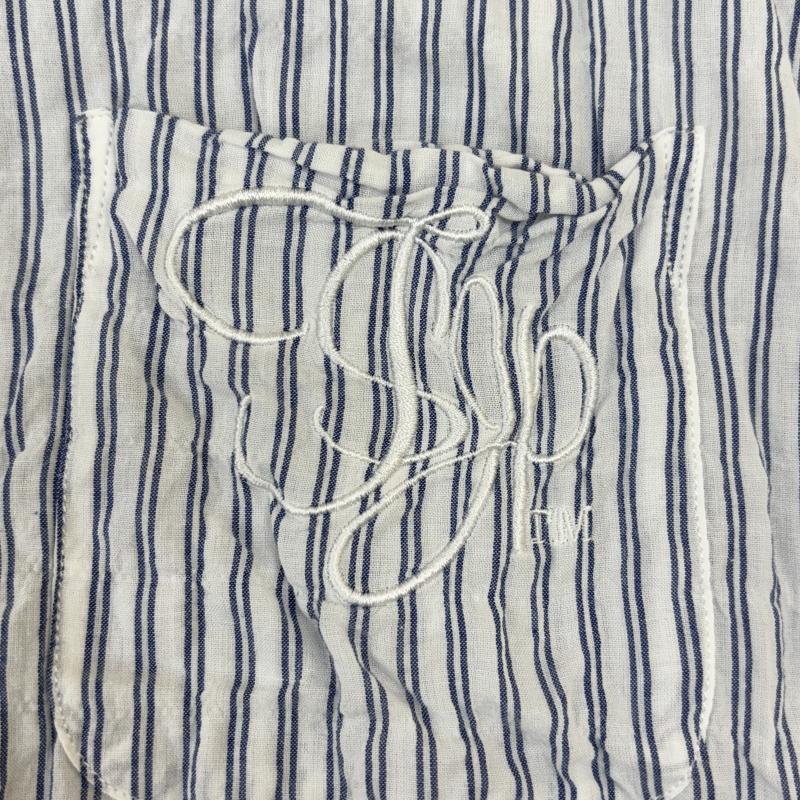 ザスタイリストジャパン The Stylist Japan シャツ、ブラウス 半袖 ロゴ 刺繍 ストライプ柄 オープンカラー ボックス 半袖 シャツ 白 水色 ホワイト ライトブルー M 白 / ホワイト / white X 水色 / ライトブルー / メンズ USED 古着 中古 50136015