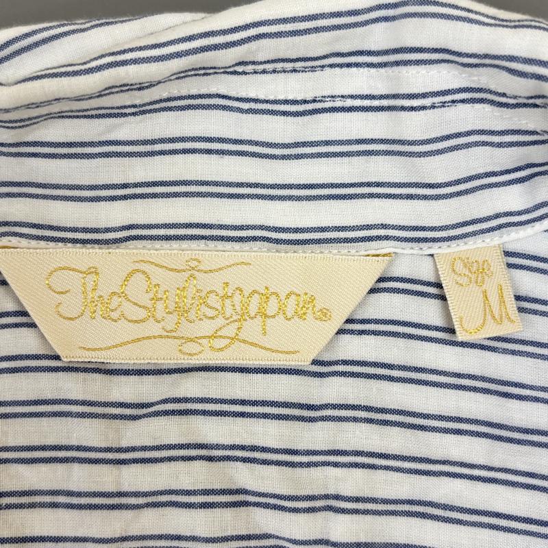 ザスタイリストジャパン The Stylist Japan シャツ、ブラウス 半袖 ロゴ 刺繍 ストライプ柄 オープンカラー ボックス 半袖 シャツ 白 水色 ホワイト ライトブルー M 白 / ホワイト / white X 水色 / ライトブルー / メンズ USED 古着 中古 50136015