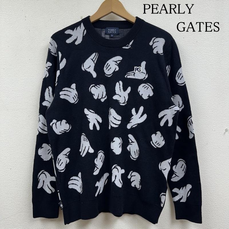 パーリーゲイツ PEARLY GATES ニット、セーター 長袖 総柄 ミッキーマウス クルーネック ニット 053-1270013 5 紺 / ネイビー / navy メンズ USED 古着 中古 50136053