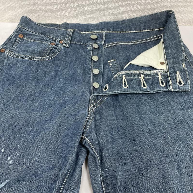 フェローズ Pherrow s パンツ デニム、ジーンズ デニム ジーパン ジーンズ ストレート ボタンフライ ペンキ加工 ペイント ダメージ クラッシュ 30インチ プリント X  X ダメージ加工 インディゴ / インディゴ / Indigo メンズ USED 古着 中古 50136161
