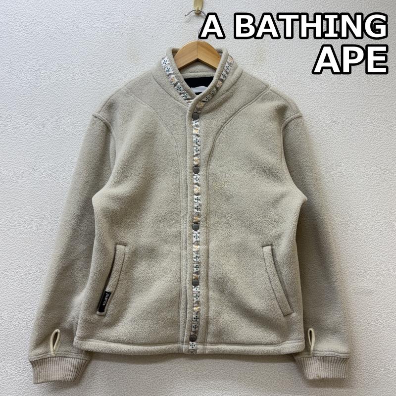 アベイシングエイプ A BATHING APE ジャケット、上着 ジャンパー、ブルゾン 90年代 ビンテージ オールド 旧タグ 日本製 チロリアンテープ ポーラテック フリース ジャケット アイボリー S アイボリー / アイボリー / メンズ USED 古着 中古 50136180