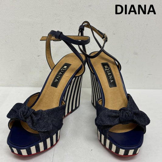 ダイアナ DIANA サンダル サンダル ストラップサンダル MR50201 リボンモチーフ インディゴデニム ネイビースムース ストラップ L レディース USED 古着 中古 50136182