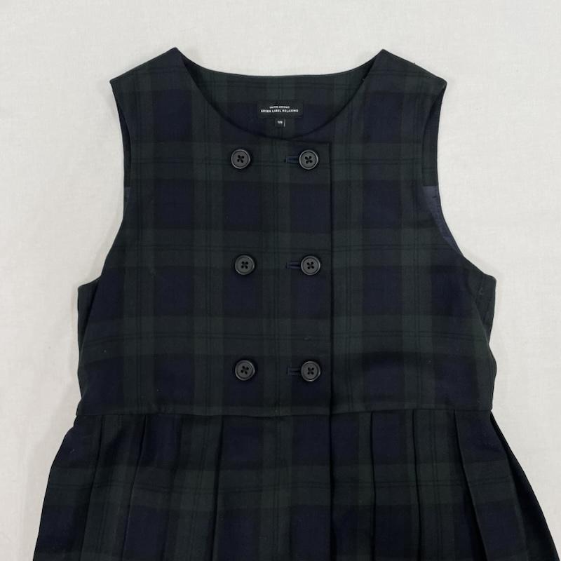 グリーンレーベルリラクシング green label relaxing セットアップ セットアップ UNITED ARROWS アンサンブル スーツ フォーマル 3822-199-0825 プリーツ ブラックウォッチ 135 140cm チェック 緑 / グリーン / green X 紺 / ネイビー / navy ガールズ USED 古着 中古 50136287