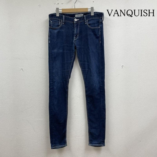 ヴァンキッシュ VANQUISH パンツ デニム、ジーンズ デニム ジーパン ジーンズ スキニー ヴィンテージリペア ジップフライ ボタン ロゴ 刻印入り 34 ロゴ、文字 インディゴ / インディゴ / Indigo メンズ USED 古着 中古 50136292