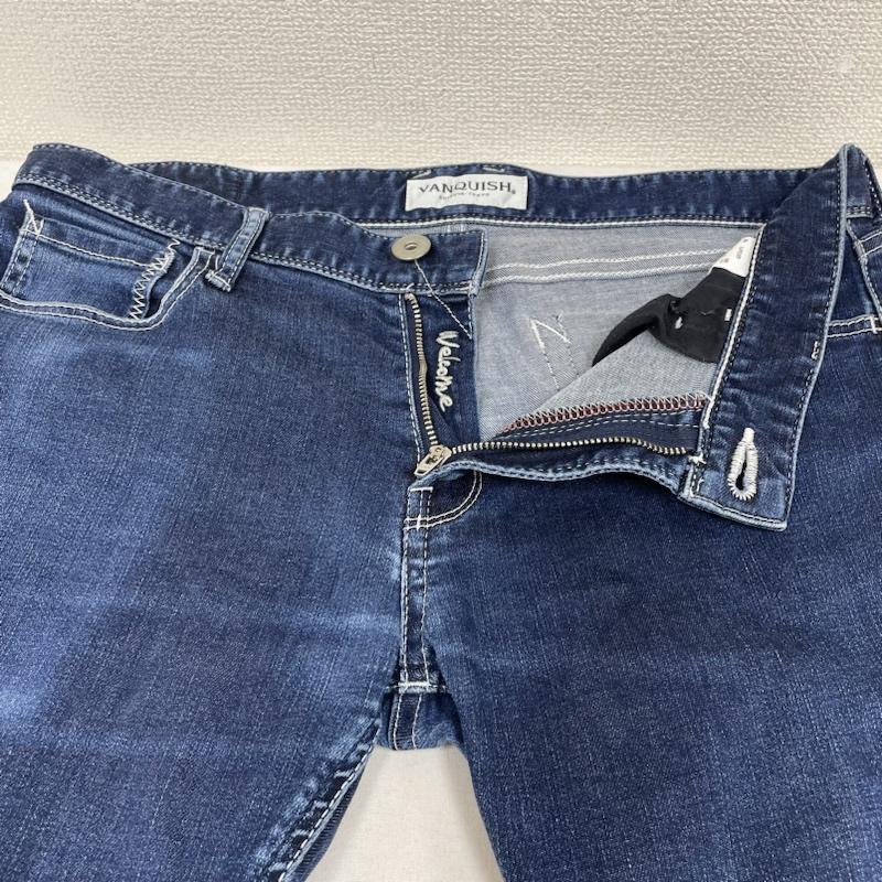 ヴァンキッシュ VANQUISH パンツ デニム、ジーンズ デニム ジーパン ジーンズ スキニー ヴィンテージリペア ジップフライ ボタン ロゴ 刻印入り 34 ロゴ、文字 インディゴ / インディゴ / Indigo メンズ USED 古着 中古 50136292