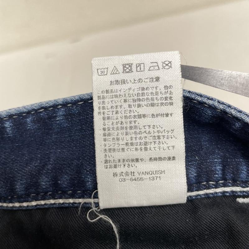 ヴァンキッシュ VANQUISH パンツ デニム、ジーンズ デニム ジーパン ジーンズ スキニー ヴィンテージリペア ジップフライ ボタン ロゴ 刻印入り 34 ロゴ、文字 インディゴ / インディゴ / Indigo メンズ USED 古着 中古 50136292