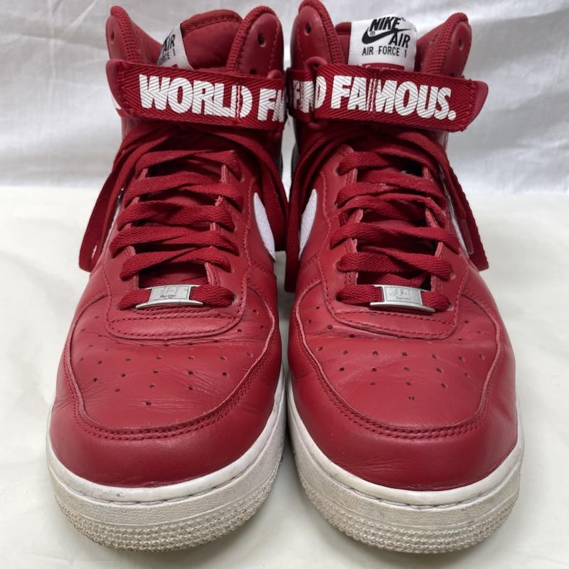 ナイキ NIKE スニーカー スニーカー 698696-610 ×Supreme Nike Air Force 1 High World Famous Red シュプリーム エアフォース1 ハイ ワールド フェイマス 27.0cm 赤 / レッド / red メンズ USED 古着 中古 50136364