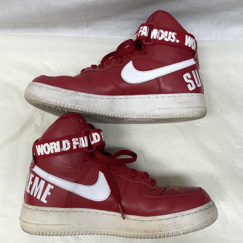 ナイキ NIKE スニーカー スニーカー 698696-610 ×Supreme Nike Air Force 1 High World Famous Red シュプリーム エアフォース1 ハイ ワールド フェイマス 27.0cm 赤 / レッド / red メンズ USED 古着 中古 50136364