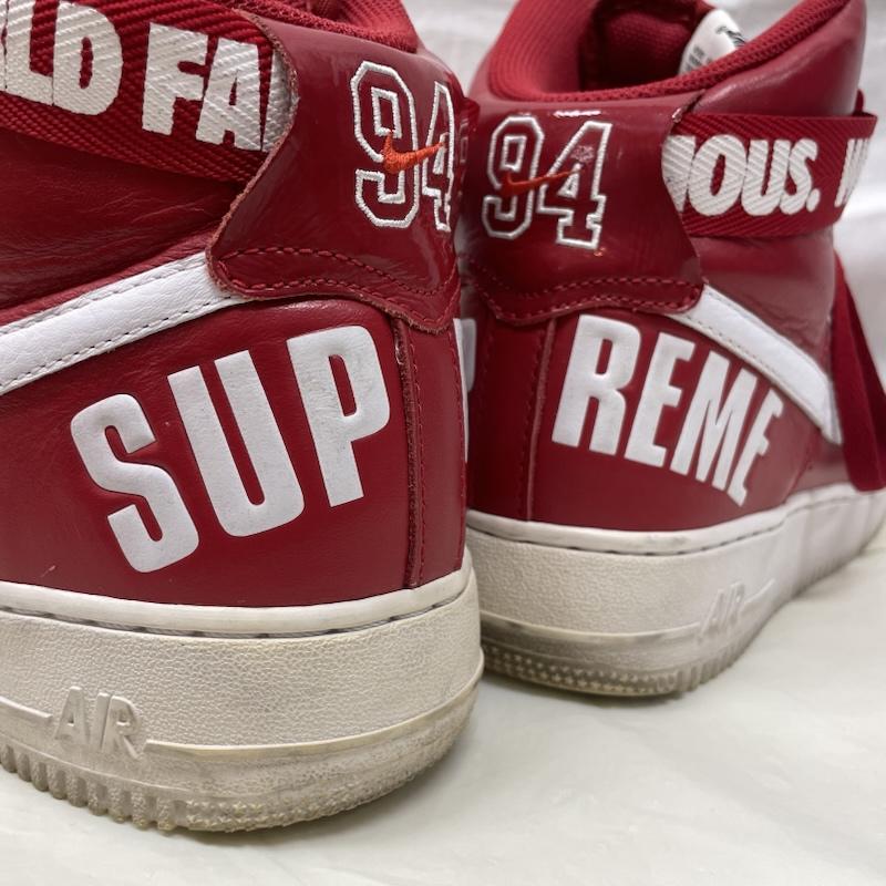 ナイキ NIKE スニーカー スニーカー 698696-610 ×Supreme Nike Air Force 1 High World Famous Red シュプリーム エアフォース1 ハイ ワールド フェイマス 27.0cm 赤 / レッド / red メンズ USED 古着 中古 50136364