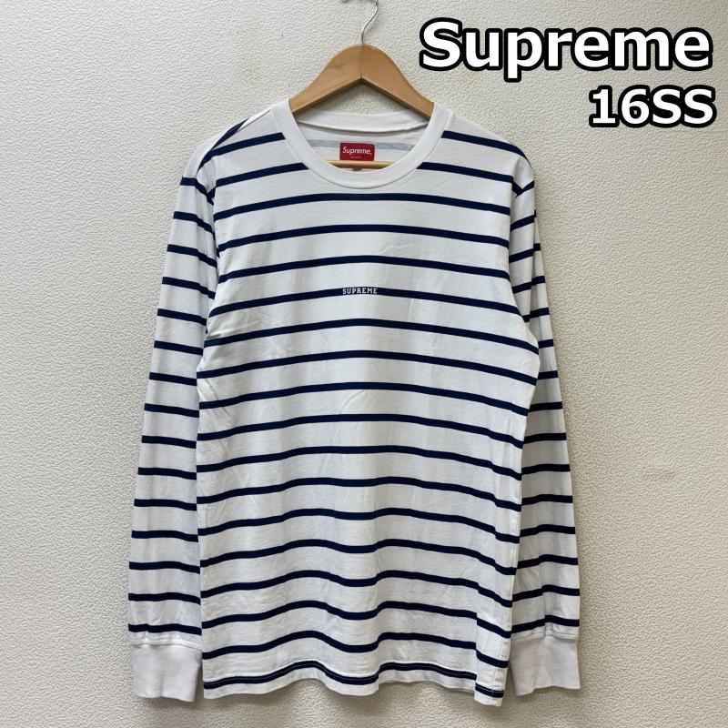 シュプリーム Supreme Tシャツ 長袖 16SS Printed Stripe L/S Top プリンテッド ストライプ ボーダー柄 クルーネック ロンT 長袖 Tシャツ 青 白 ブルー ホワイト S 青 / ブルー / blue X 白 / ホワイト / white メンズ USED 古着 中古 50136460