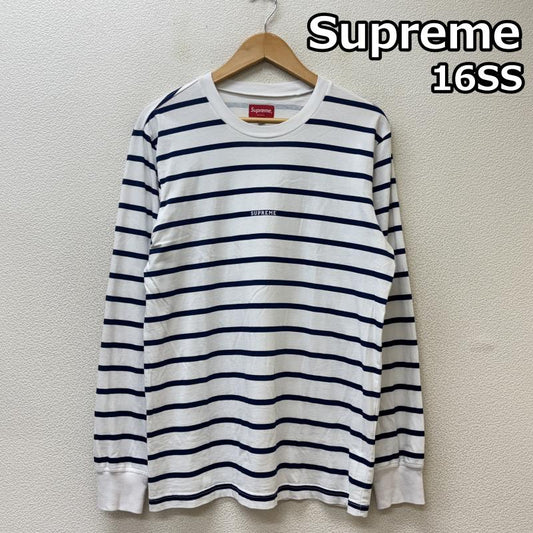 シュプリーム Supreme Tシャツ 長袖 16SS Printed Stripe L/S Top プリンテッド ストライプ ボーダー柄 クルーネック ロンT 長袖 Tシャツ 青 白 ブルー ホワイト S 青 / ブルー / blue X 白 / ホワイト / white メンズ USED 古着 中古 50136460