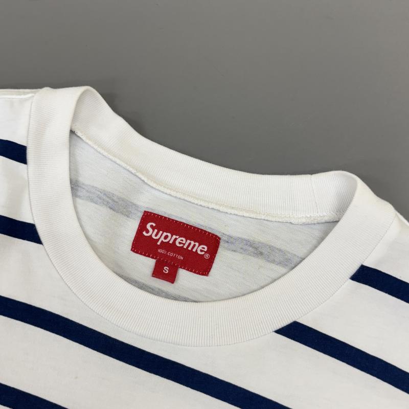 シュプリーム Supreme Tシャツ 長袖 16SS Printed Stripe L/S Top プリンテッド ストライプ ボーダー柄 クルーネック ロンT 長袖 Tシャツ 青 白 ブルー ホワイト S 青 / ブルー / blue X 白 / ホワイト / white メンズ USED 古着 中古 50136460