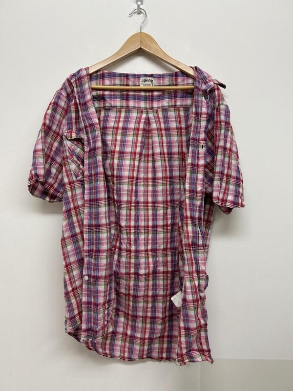 ステューシー STUSSY シャツ、ブラウス 半袖 stussy チェック RN94974 CA 28629 XL チェック 赤 / レッド / red X 白 / ホワイト / white X 緑 / グリーン / green メンズ USED 古着 中古 50136470