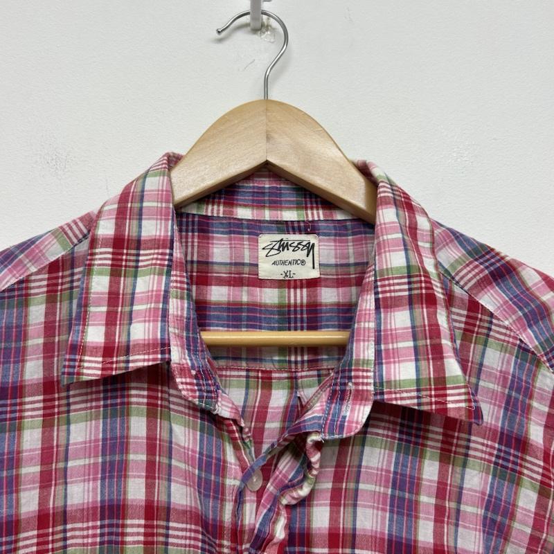 ステューシー STUSSY シャツ、ブラウス 半袖 stussy チェック RN94974 CA 28629 XL チェック 赤 / レッド / red X 白 / ホワイト / white X 緑 / グリーン / green メンズ USED 古着 中古 50136470