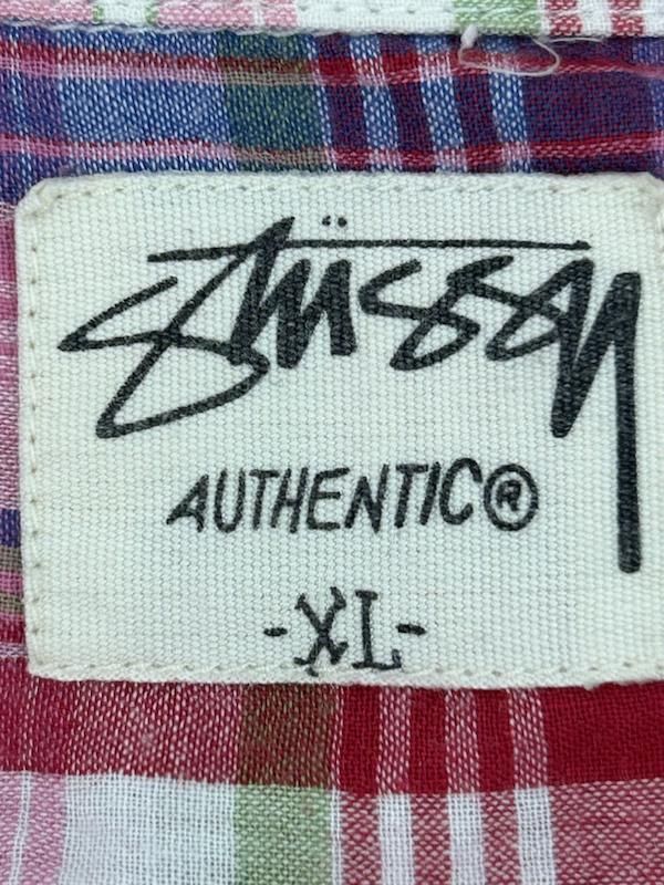 ステューシー STUSSY シャツ、ブラウス 半袖 stussy チェック RN94974 CA 28629 XL チェック 赤 / レッド / red X 白 / ホワイト / white X 緑 / グリーン / green メンズ USED 古着 中古 50136470