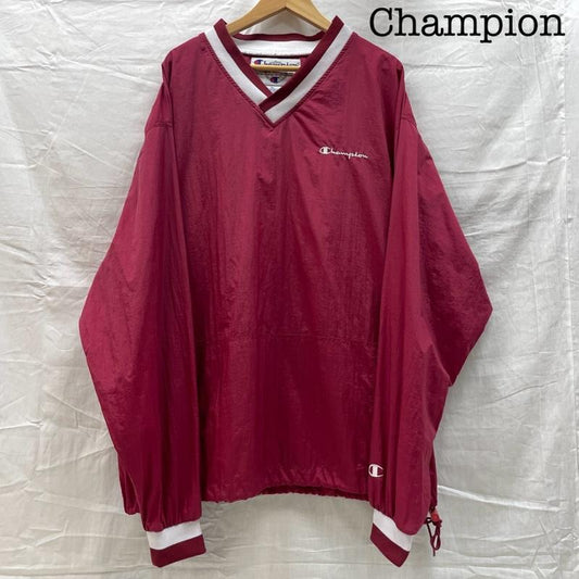 チャンピオン Champion トレーナー 長袖 チャンピオン ナイロン プルオーバー ピステ ロゴ 刺繍 ジャージ RED 赤 裾ドローコード XL 赤 / レッド / red メンズ USED 古着 中古 50136488