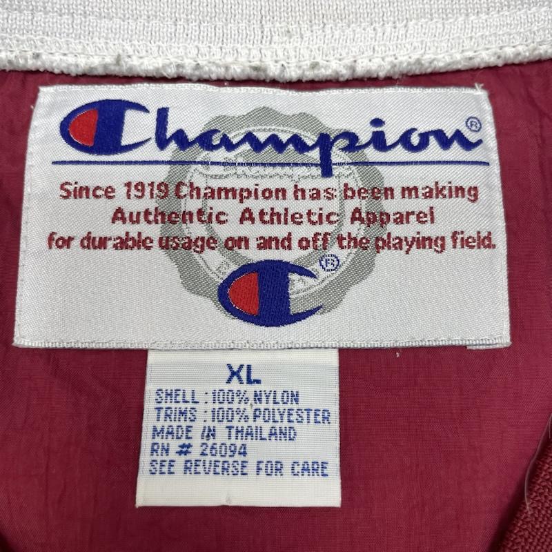 チャンピオン Champion トレーナー 長袖 チャンピオン ナイロン プルオーバー ピステ ロゴ 刺繍 ジャージ RED 赤 裾ドローコード XL 赤 / レッド / red メンズ USED 古着 中古 50136488