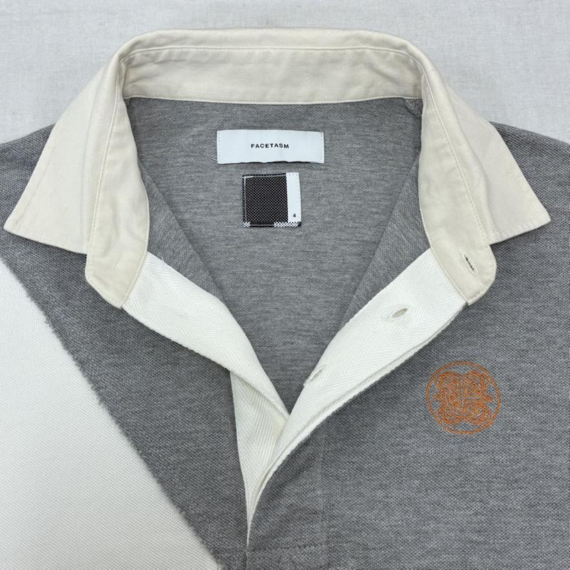 ファセッタズム FACETASM ポロシャツ 半袖 23ss LEAVE NOW RUGBY POLO ラグビー 半袖 ポロシャツ ABH-TEE-M01 4 ロゴ、文字 X 刺繍 白 / ホワイト / white X 灰 / グレー / gray X 橙 / オレンジ / orange メンズ USED 古着 中古 50136525