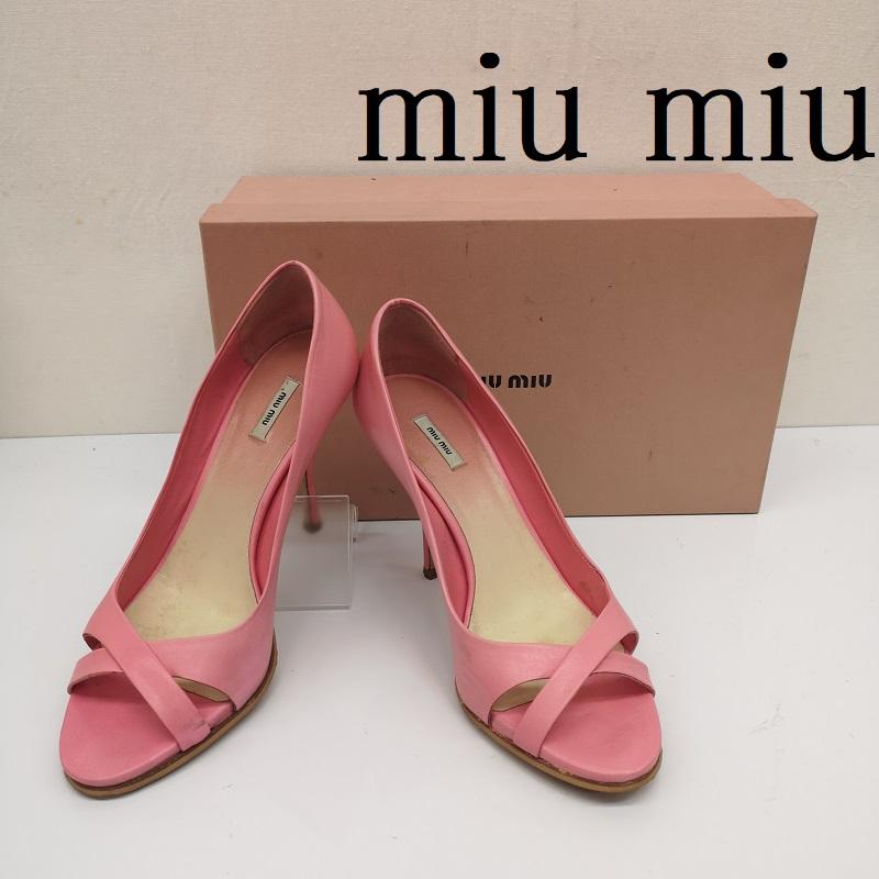 ミュウミュウ miu miu パンプス パンプス ハイヒール パンプス オープントゥ ピンヒール 35 1/2 23.0cm 桃 / ピンク / pink レディース USED 古着 中古 50136540