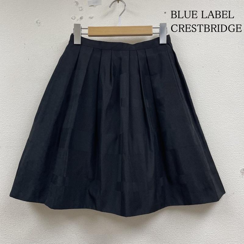 ブルーレーベル・クレストブリッジ BLUE LABEL CRESTBRIDGE スカート ひざ丈スカート 織り柄 透かしチェック ひざ丈 フレア タック スカート 55S06-333-09 36 チェック 黒 / ブラック / black レディース USED 古着 中古 50136551