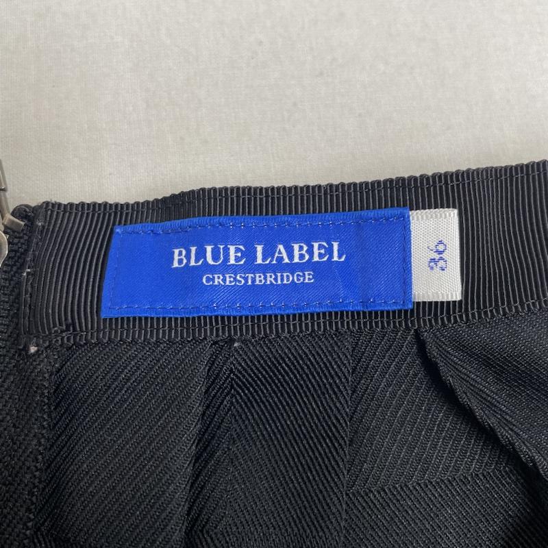 ブルーレーベル・クレストブリッジ BLUE LABEL CRESTBRIDGE スカート ひざ丈スカート 織り柄 透かしチェック ひざ丈 フレア タック スカート 55S06-333-09 36 チェック 黒 / ブラック / black レディース USED 古着 中古 50136551