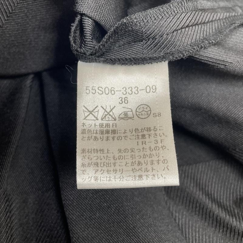ブルーレーベル・クレストブリッジ BLUE LABEL CRESTBRIDGE スカート ひざ丈スカート 織り柄 透かしチェック ひざ丈 フレア タック スカート 55S06-333-09 36 チェック 黒 / ブラック / black レディース USED 古着 中古 50136551