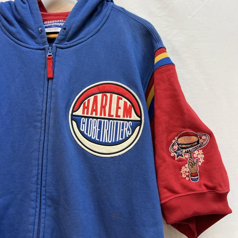 フブ FUBU パーカー 半袖 90s-00s Harlem Globetrotters 半袖 フルジップ パーカー XL 青 / ブルー / blue X 赤 / レッド / red メンズ USED 古着 中古 50136598