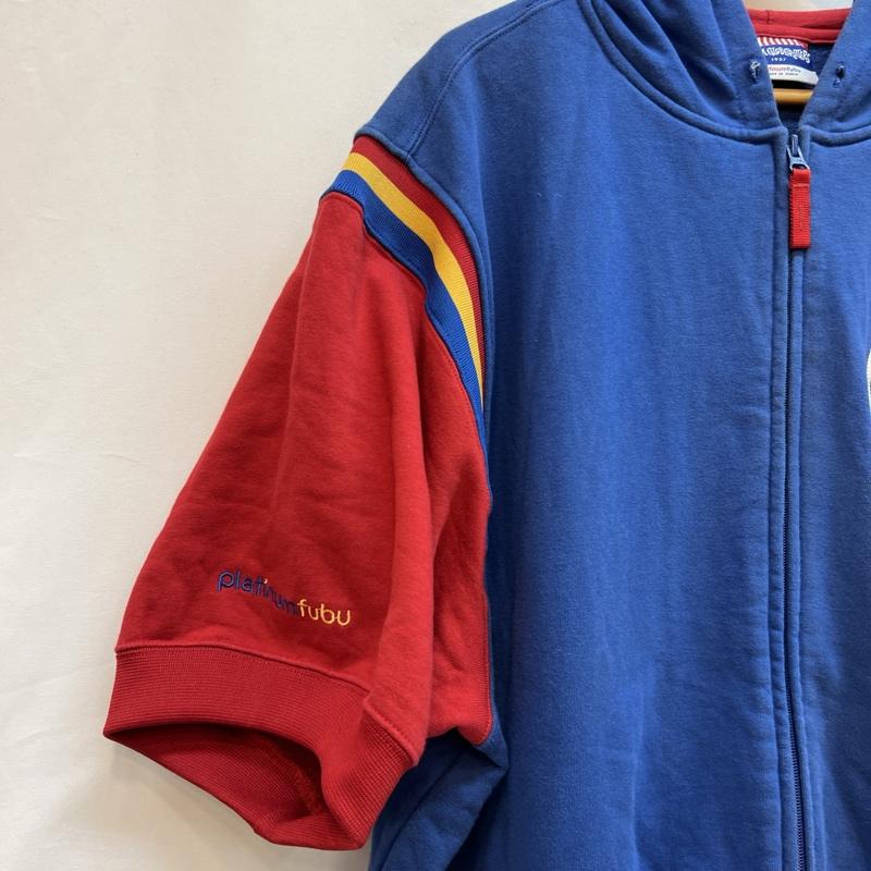 フブ FUBU パーカー 半袖 90s-00s Harlem Globetrotters 半袖 フルジップ パーカー XL 青 / ブルー / blue X 赤 / レッド / red メンズ USED 古着 中古 50136598