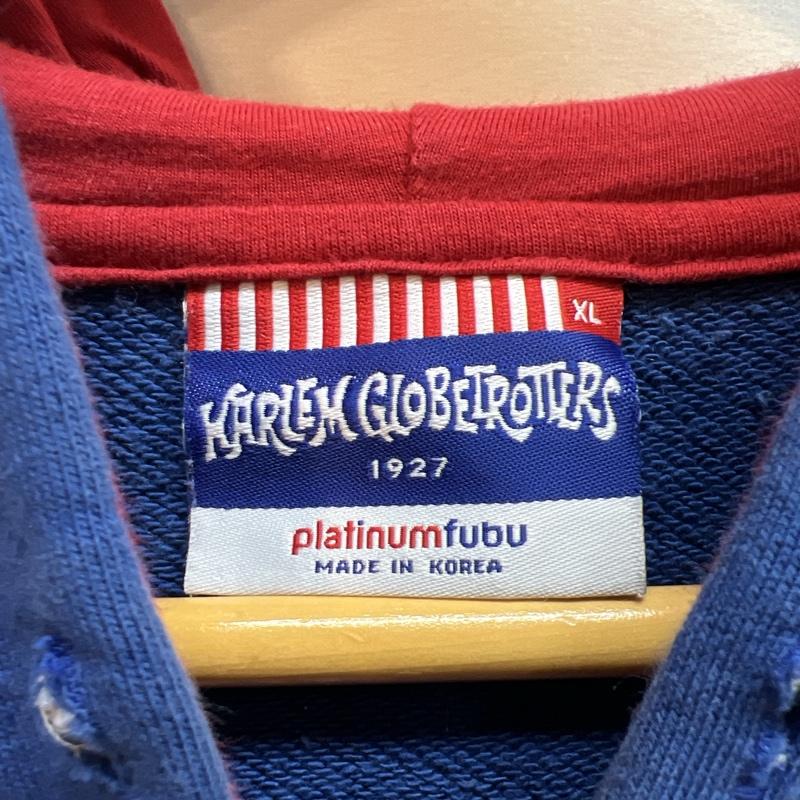 フブ FUBU パーカー 半袖 90s-00s Harlem Globetrotters 半袖 フルジップ パーカー XL 青 / ブルー / blue X 赤 / レッド / red メンズ USED 古着 中古 50136598