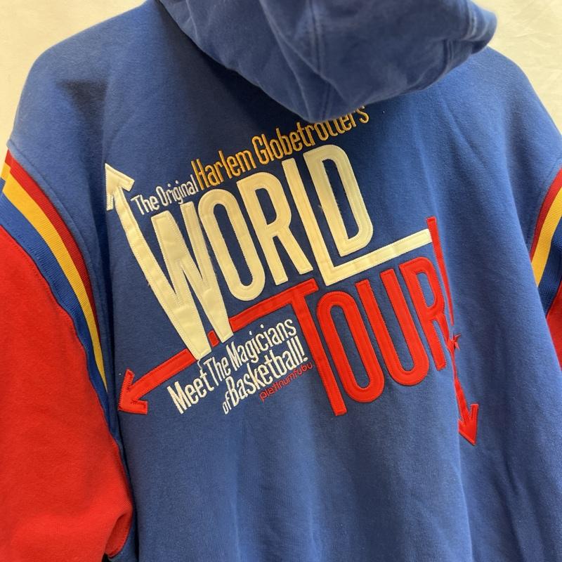 フブ FUBU パーカー 半袖 90s-00s Harlem Globetrotters 半袖 フルジップ パーカー XL 青 / ブルー / blue X 赤 / レッド / red メンズ USED 古着 中古 50136598