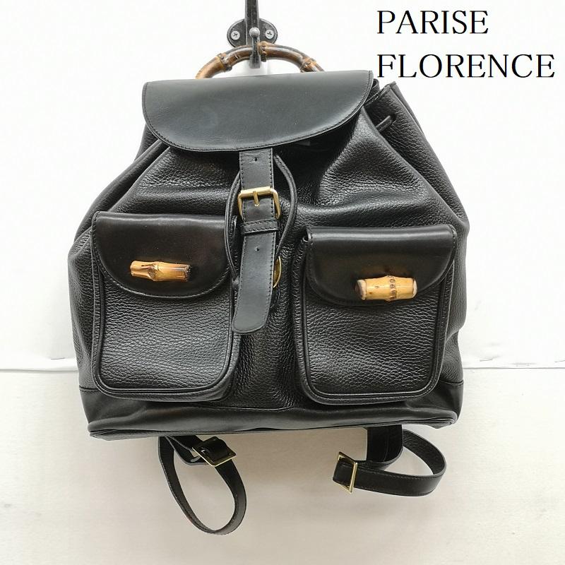 古着 USED リュックサック、デイパック リュックサック、デイバッグ PARISE FLORENCE バンブー レザー リュック - 黒 / ブラック / black レディース USED 古着 中古 50136677