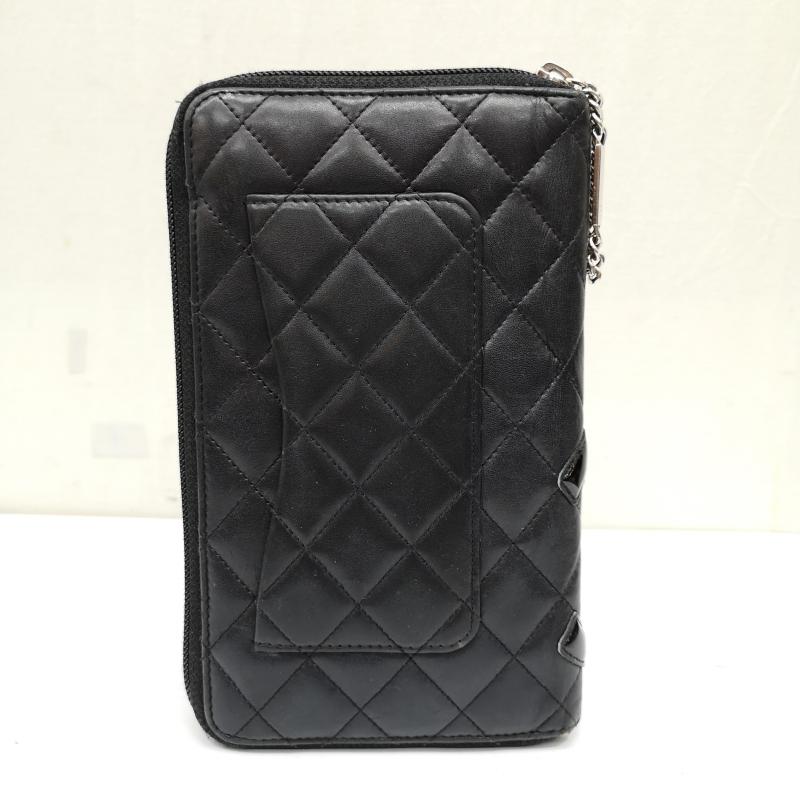 シャネル CHANEL 財布 長財布 ココマーク カンボンライン 二つ折り 長財布 レザー ウォレット - 黒 / ブラック / black X 桃 / ピンク / pink レディース USED 古着 中古 50136686