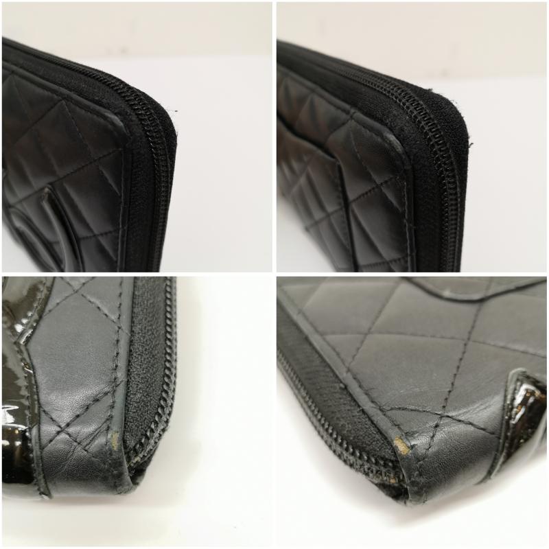シャネル CHANEL 財布 長財布 ココマーク カンボンライン 二つ折り 長財布 レザー ウォレット - 黒 / ブラック / black X 桃 / ピンク / pink レディース USED 古着 中古 50136686