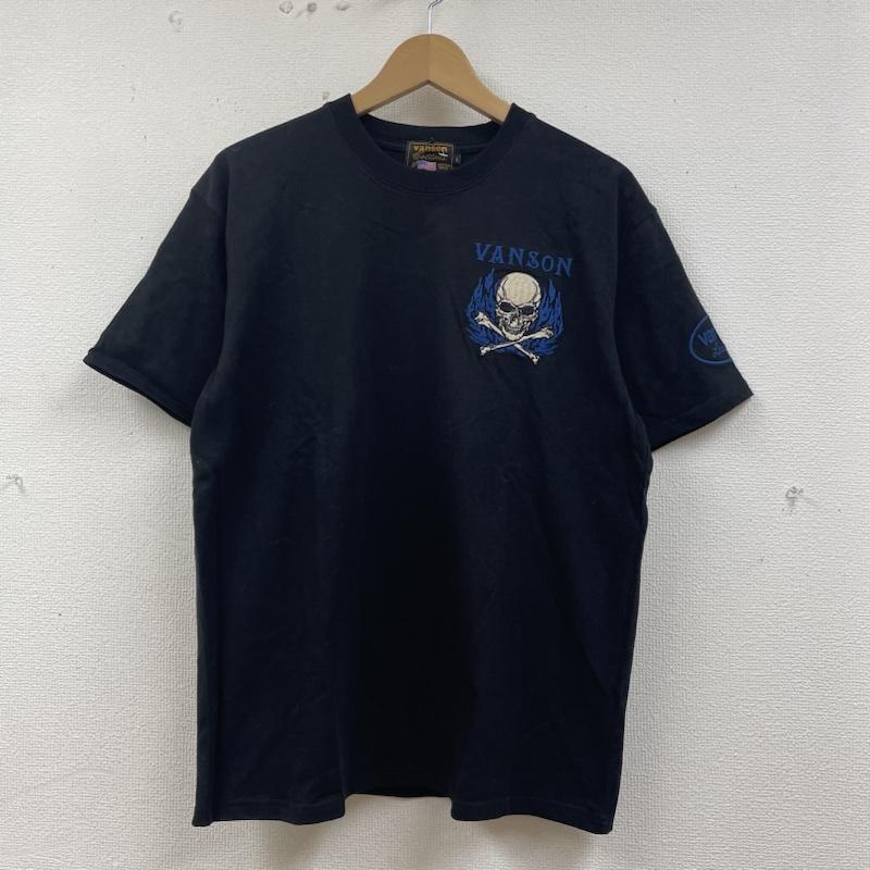 ヴァンソン VANSON Tシャツ 半袖 別注 半袖 Tシャツ スカル ファイヤー 総刺繍 クルーネック バイカー クロスボーン 北海道限定カラー L ロゴ、文字 X スカル X  X 刺繍 黒 / ブラック / black メンズ USED 古着 中古 50136847