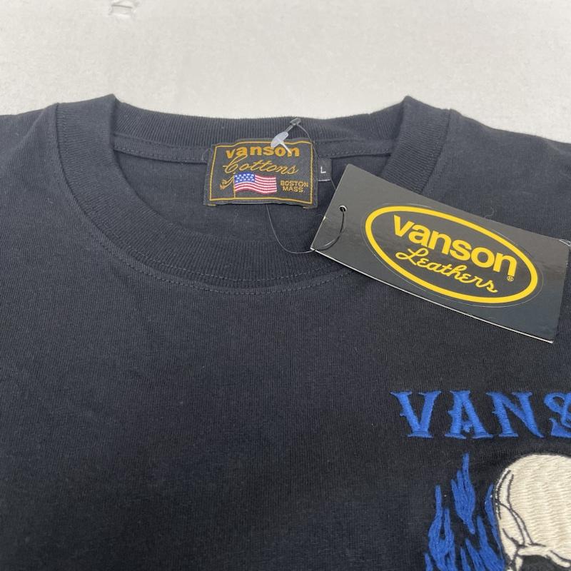 ヴァンソン VANSON Tシャツ 半袖 別注 半袖 Tシャツ スカル ファイヤー 総刺繍 クルーネック バイカー クロスボーン 北海道限定カラー L ロゴ、文字 X スカル X  X 刺繍 黒 / ブラック / black メンズ USED 古着 中古 50136847