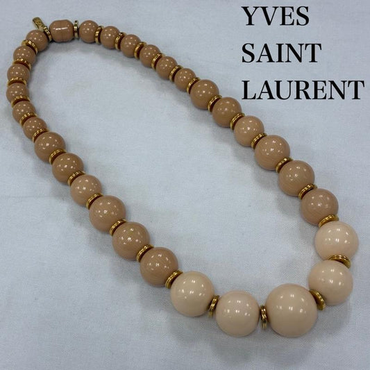 イヴサンローラン Yves Saint Laurent アクセサリー ネックレス、ペンダント オールド ヴィンテージ グラデーション ビーズ ネックレス ゴールド金具 YSL ロゴ メタル プレート - レディース USED 古着 中古 50136880