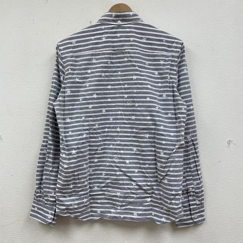 ユニフォームエクスペリメント uniform experiment シャツ、ブラウス 長袖 スター 総柄 ボタンダウン 長袖 シャツ コットン ボーダー ロゴ 刺繍 UE-120023 1 ボーダー柄 X 星 X 総柄 白 / ホワイト / white X 灰 / グレー / gray メンズ USED 古着 中古 50136910